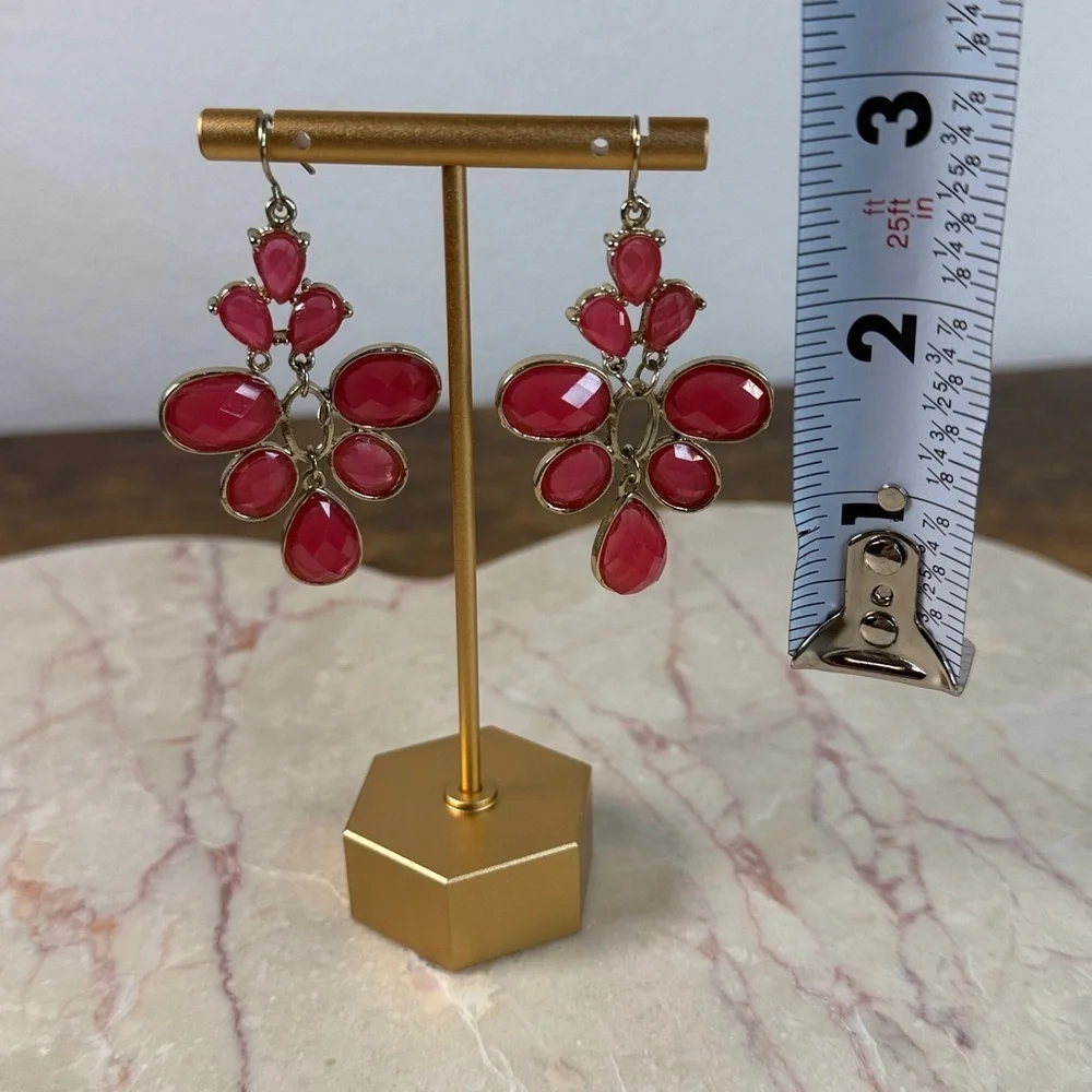 Elegant Gold and Pink Dangle Earrings
